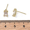 Brass Micro Pave Clear Cubic Zirconia Stud Earrings KK-CBA56EF-40G-04-5