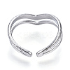 Non-Tarnish 304 Stainless Steel Heart Open Cuff Ring LS-RJEW-N040-46-3