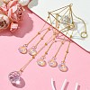 Glass Round Ball with Brass Chains Hanging Pendant Decorations HJEW-JM01298-4