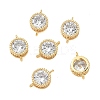 SHEGRACE Brass Pave Clear Cubic Zirconia Flat Round Connector Charms XGRQ3D332-501G-2
