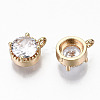 Brass Glass Rhinestone Charms X-GLAA-S179-32-RS-3