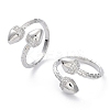 Clear Cubic Zirconia Double Acorn Open Cuff Rings RJEW-G287-01P-1