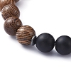Natural Wood Beads Stretch Bracelets BJEW-JB05231-4