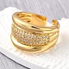 Brass Micro Pave Cubic Zirconia Adjustable Open Cuff Rings for Women RJEW-K292-03G-2