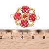 Electroplate Glass Beaded Flower Connector Charms PALLOY-MZ01297-03-4