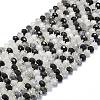 Natural Black Tourmalinated Quartz Beads Strands G-P573-A62-01-2