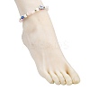 Dyed Synthetic Turquoise Starfish & Natural Rose Quartz Chip Beaded Anklets with 304 Stainless Steel End Chains AJEW-AN00733-01-3