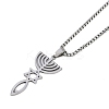 201 Stainless Steel Messianic Star of David Pendant Box Chain Necklaces LS-NJEW-M010-03P-1