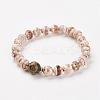Natural Tibetan Style dZi Agate Bead Stretch Bracelets BJEW-JB03098-02-1