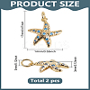 2Pcs Brass Micro Pave Grade AAA Cubic Zirconia Pendants ZIRC-LP0001-39-2