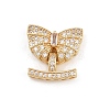 Brass Micro Pave Clear Cubic Zirconia Fold Over Clasps KK-C075-38G-1