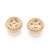 Brass Micro Pave Cubic Zirconia Beads KK-N275-02G-2