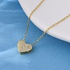 925 Sterling Silver Micro Pave Clear Cubic Zirconia Heart Pendant Necklaces for Women NJEW-D316-04G-3