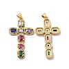 Rack Plating Eco-Friendly Brass Micro Pave Cubic Zirconia Pendants X-KK-A177-05G-1