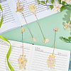 4Pcs 4 Styles Chinese Style Brass Enamel Flower Bookmark with Long Chain AJEW-SC0002-92-4