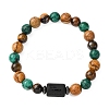 12 Constellations Natural Tiger Eye & Picture Jasper & Agate & Black Onyx Round Beaded Stretch Bracelets for Men Women WGB9E7C-12-1