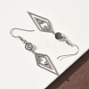 304 Stainless Steel Rhombus Dangle Earrings EJEW-Z129-10P-3