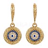 Cubic Zirconia Flat Round with Evil Eye Dangle Earrings EJEW-SW00011-03-1