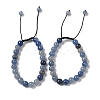 8mm Round Dyed & Heated Natural Blue Aventurine Braided Bead Bracelets BJEW-C067-01B-16-1