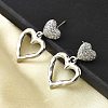 Hollow Heart Brass Micro Pave Clear Cubic Zirconia Dangle Stud Earrings EJEW-Z099-02P-02-2