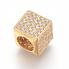 Brass Micro Pave Cubic Zirconia European Beads KK-O106-32G-1