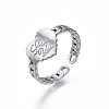 Non-Tarnish 304 Stainless Steel Heart with Word Love You Open Cuff Ring for Women LS-RJEW-S405-261P-4