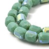 Frosted Imitation Jade Glass Beads Strands GLAA-P058-08A-08-3