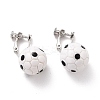 Round Football Dangle Clip-on Earrings for Women LS-EJEW-Z015-09-1