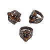 Natural Tiger Eye Retro Finger Rings RJEW-B067-01R-17-1