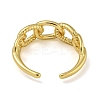 Curb Chain Shape Brass Open Cuff Rings for Women RJEW-Z050-09G-3