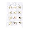12Pcs 6 Colors Bowknot Alloy Rhinestone Brooches for Backpack Clothes JEWB-A033-16G-1