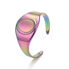 Ion Plating(IP) Rainbow Color 304 Stainless Steel Oval Chunky Open Cuff Ring for Women RJEW-C025-14M-1