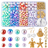 DIY ABS Plastic Imitation Pearl Beads Bracelet & Alloy Pendants Earrings Making Kits DIY-SP0003-36-1