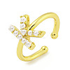 Rack Plating Brass Open Cuff Rings for Women RJEW-F162-01G-K-1