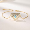 Brass Micro Pave Clear Cubic Zirconia Link Bracelets RY3838-2-1