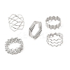 5Pcs 304 Stainless Steel Open Cuff Rings for Women RJEW-K313-02P-4