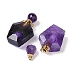 Natural Amethyst Openable Perfume Bottle Pendants G-I381-02G-01-2