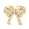 Bowknot Brass Micro Pave Clear Cubic Zirconia Open Cuff Rings for Women RJEW-C098-10G-2
