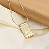 Brass Pave Shell Rectangle Saint Benedict Medal Cross Pendants Necklaces for Women LS-NJEW-Z053-01G-02-2