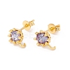Rack Plating Brass Cubic Zirconia Stud Earrings Findings MAK-I684-11G-RS-2