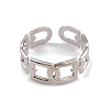 Non-Tarnish 304 Stainless Steel Hollow Arch Open Cuff Rings for Women RJEW-G285-57P-2