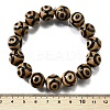Natural Agate Round Beaded Stretch Bracelets BJEW-U047-01-5