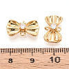 Brass Pave Clear Cubic Zirconia Bowknot Connector Charms KK-T078-19G-3