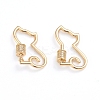 Brass Micro Pave Clear Cubic Zirconia Screw Carabiner Lock Charms X-ZIRC-I041-06G-2