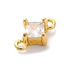 Brass Cubic Zirconia Rhombus Connector Charms KK-F894-12G-06-2