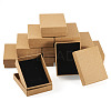 12Pcs Kraft Cotton Filled Cardboard Paper Jewelry Set Boxes CBOX-TA0001-16-3