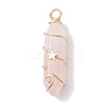 Natural Rose Quartz Double Terminal Pointed Pendants PALLOY-JF02672-03-1