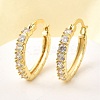 Oval Brass Micro Pave Clear Cubic Zirconia Hoop Earrings EJEW-Z121-02G-1