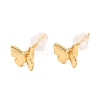 Brass Micro Pave Clear Cubic Zirconia Butterfly Stud Earrings EJEW-C158-16A-G-4