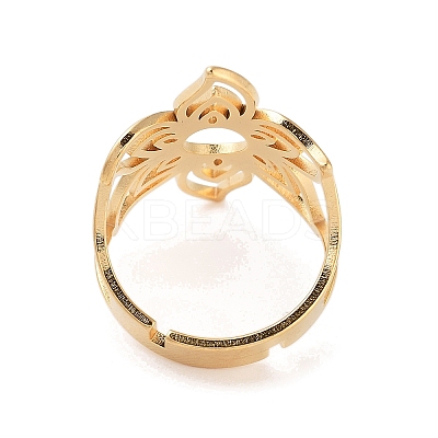 Flower 304 Stainless Steel Adjustable Rings for Women RJEW-G328-02G-1